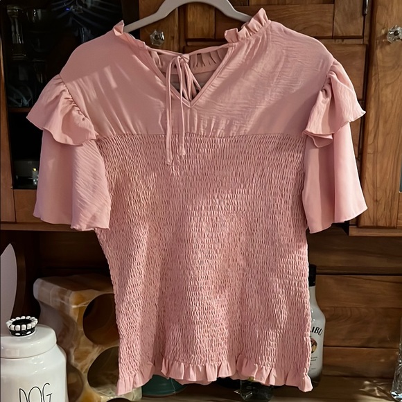 Pink Ruffled Women's Top - Picture 2 of 3